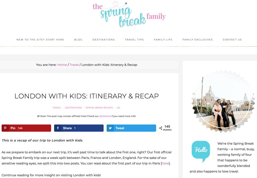 Screen grab from The Spring Break Family-Family-Friendly London Itineraries