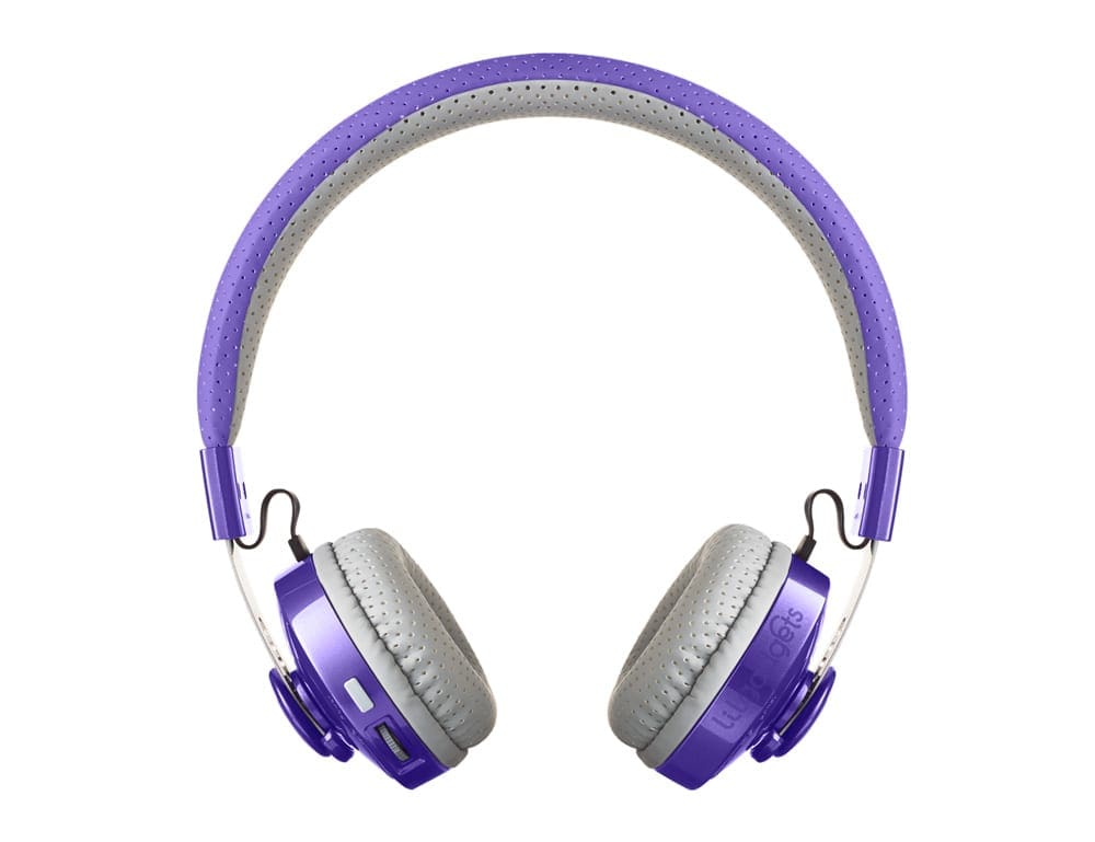 Product shot of a pair of purple LilGadgets Untangled PRO headphones, one of the best travel headphones for kids.