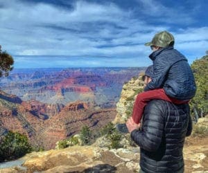 kid on the shoulder of Canyon-National Park
