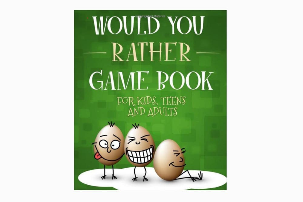 A view of the cover page of the Would You Rather Game Book, available on Amazon.