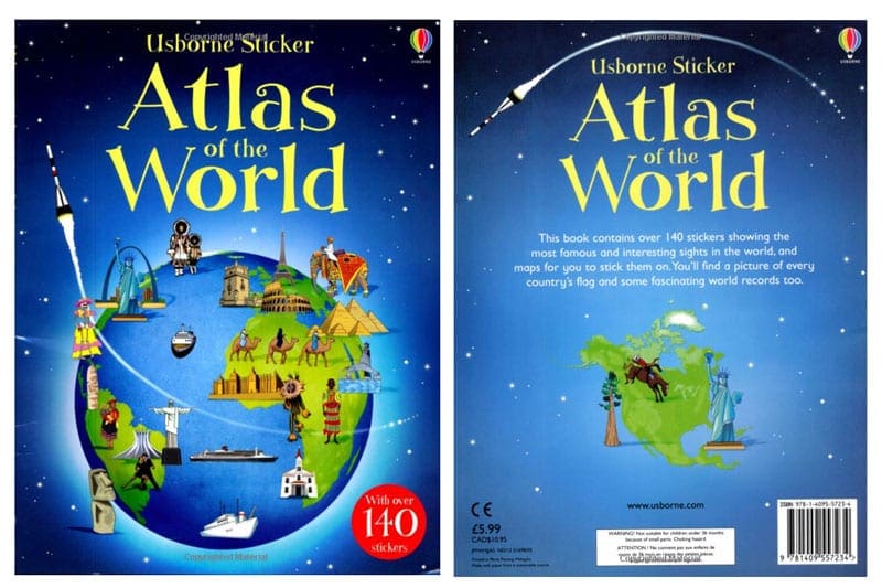 The Usborne Sticker Picture Atlas of the World- Book Cover-Top Travel Books for Little Kids