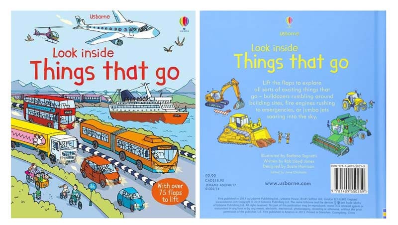Look Inside Things That Go from the Usborne Series- Book Cover-Top Travel Books for Little Kids