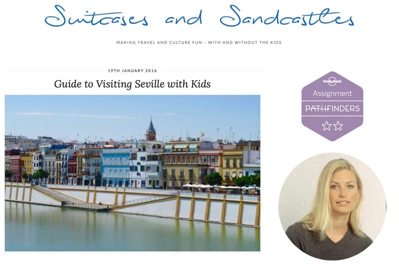 A screen grab of Suitcases and Sandcastles blog post on guide to visiting Seville with Kids.