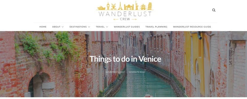 A screenshot of the blog by the Wanderlust Crew.