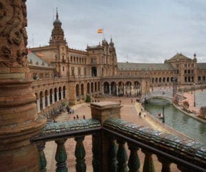 Architecture and water tourist spot in Sevilla