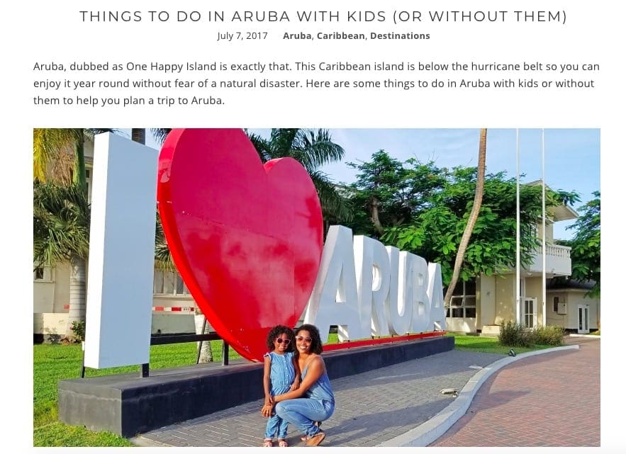  Screengrab from The Traveling Child's article Things To Do In Aruba With Kids (Or Without Them).