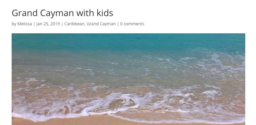 Screengrab from The Roaming Family, featuring  a Blog on Grand Cayman with kids beach water, one of the best blogs for the Caymen Islands With Kids.