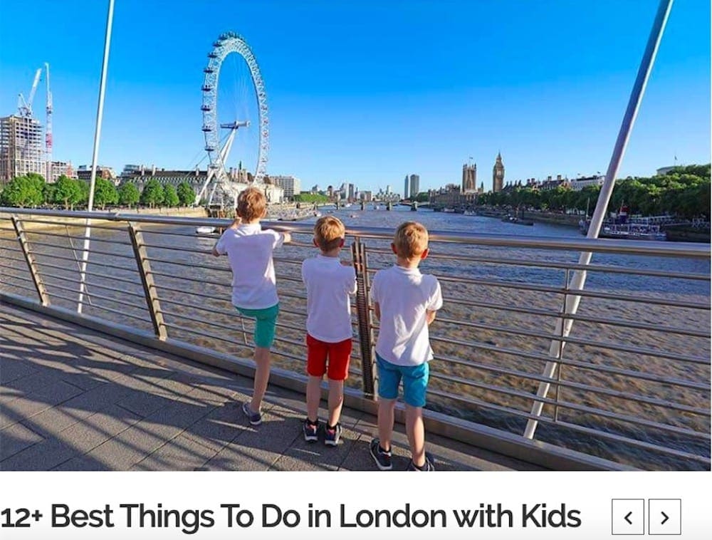 Screenshot from Full Suitcase's blog on what to do in London with kids.