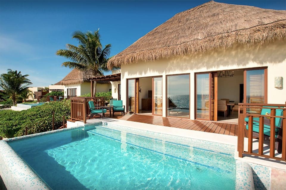 Private pool along a villa at Photo Courtesy: Fairmont Mayakoba, featuring a gorgeous view, one of the best all-inclusive resorts Playa del Carmen for families.
