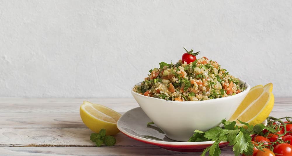 Bowl of tabouli, an Egypt dish highlighted on our virtual vacation to Luxor.