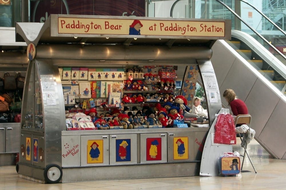 Paddington Bear shop at Paddington Station, with full spread of souvenirs. 