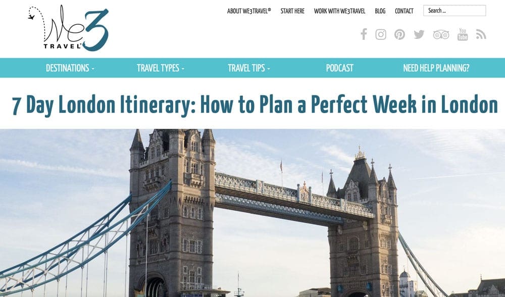 Screen grab from We 3 Travel website-Family-Friendly London Itineraries