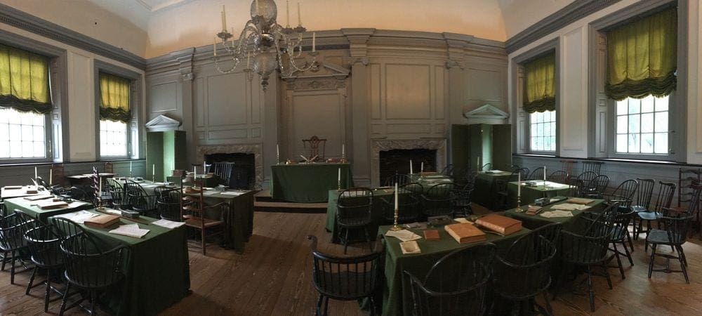 Inside the Assembly Room on the Independence Hall Tour, one of the best Philadelphia attractions for families.