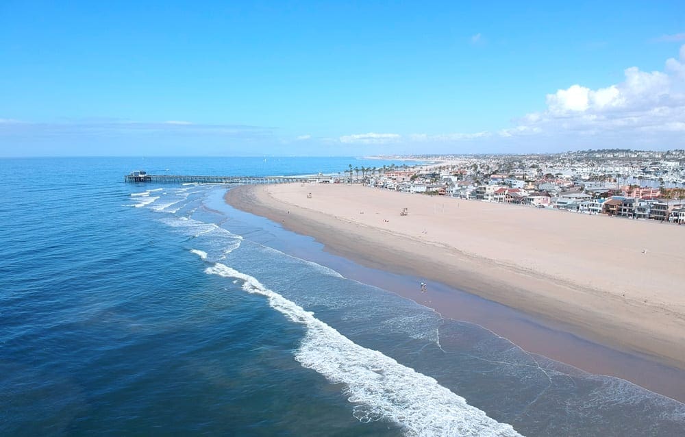 An aerial view of Newport Beach, one of the best family beach trips near NYC.