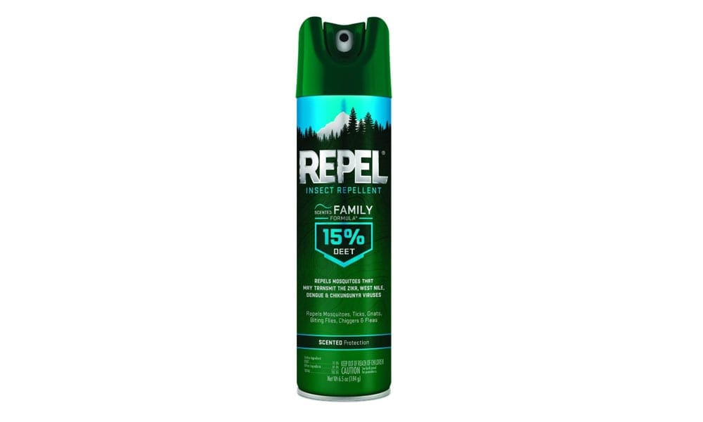 Aerosel spray bottle of Repel Insect Repellent. One of the best bug sprays for kids.