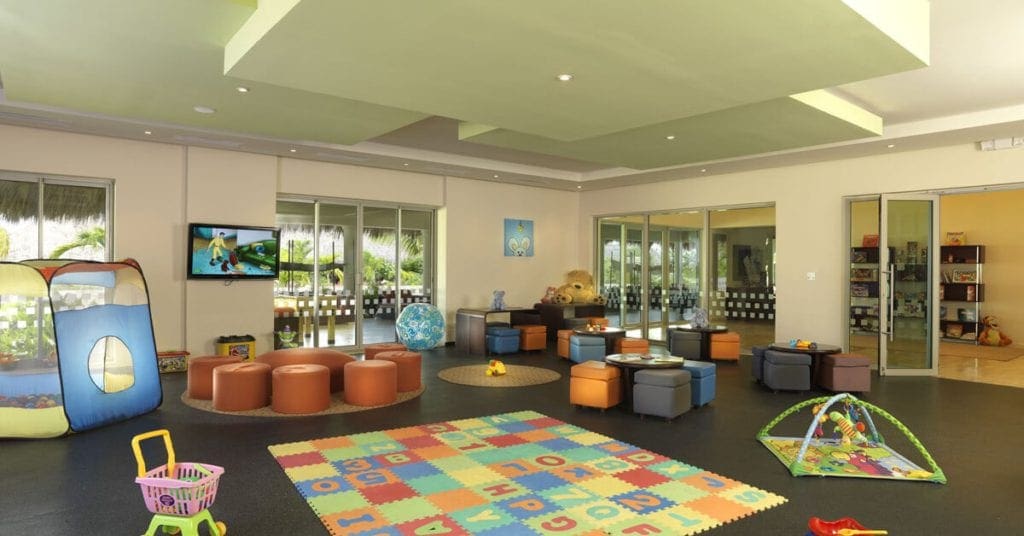 A view inside the kids club at The Reserve At Paradisus Palma Real, featuring lovely colors and a clean environment.
