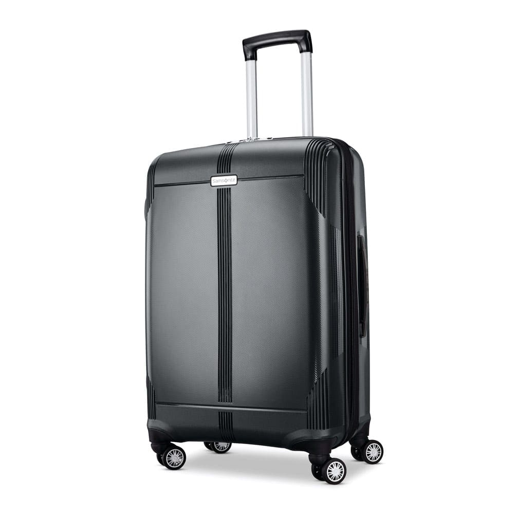 Hard-sided black travel luggage from Samsonite, which is one of the best travel luggage for kids. 