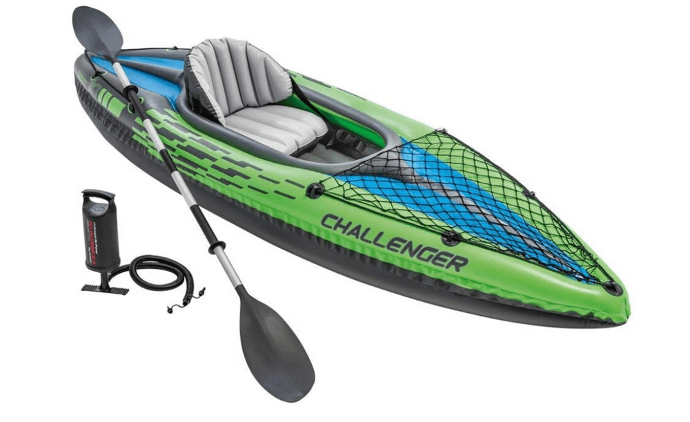 A Intex Challenger Kayak Series with green and blue hues.