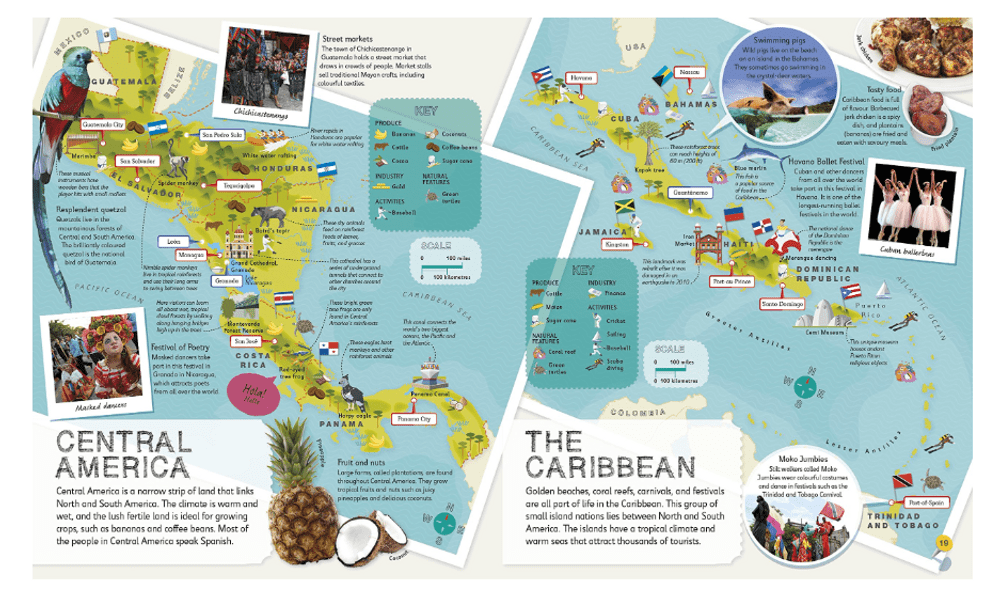 An inside look at one of Smithsonian's Atlas, featuring Central America and The Caribbean.
