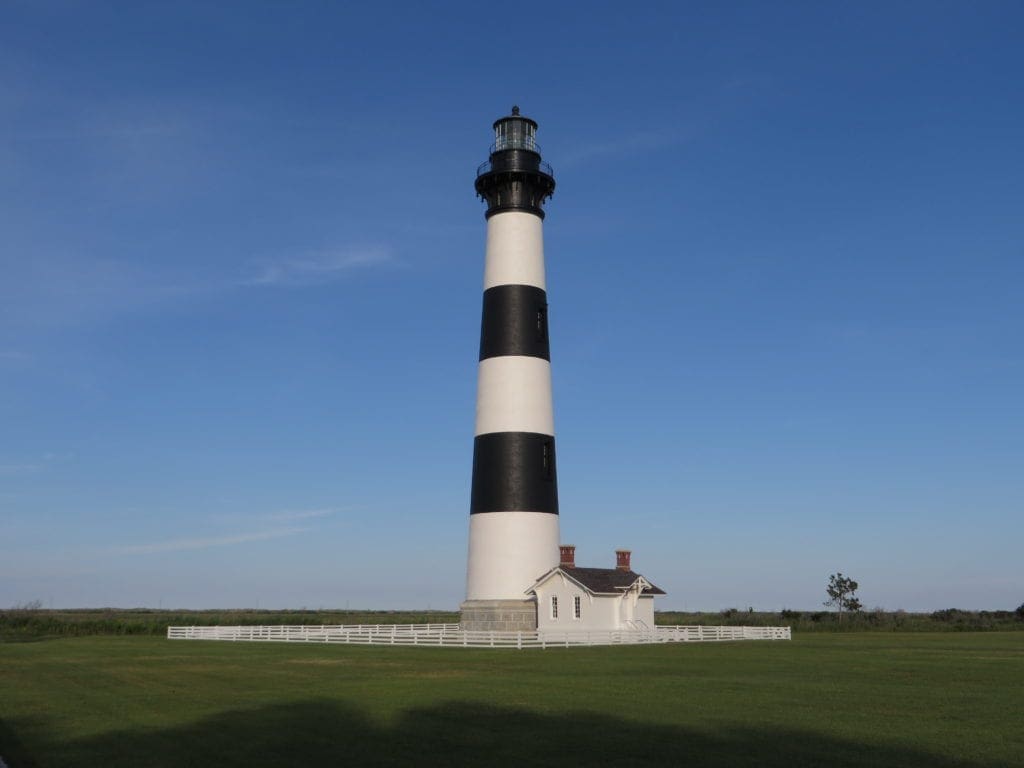 Full shot of the Bode Island Lighthouse, Outer Banks, NC