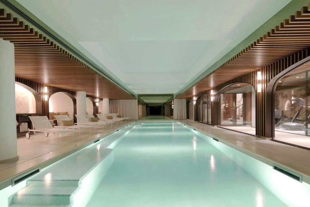 A view of the indoor pool at the Hôtel d’Aubusson, one of the best Paris hotels for families.
