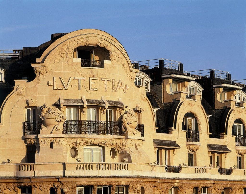 The upper, decorative roof life of the Hôtel Lutetia, one of the best Paris hotels for families.