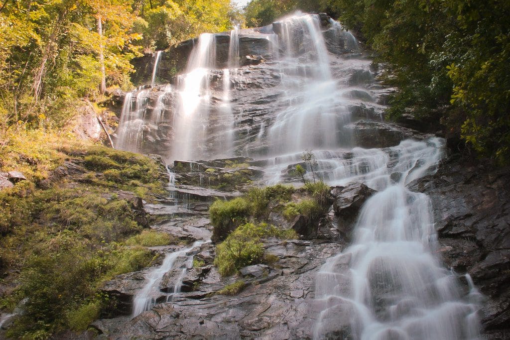 A view of Amicalola Falls in a Georgian state park. Hiking here is one of the best fall things to do in north Georgia for families!
