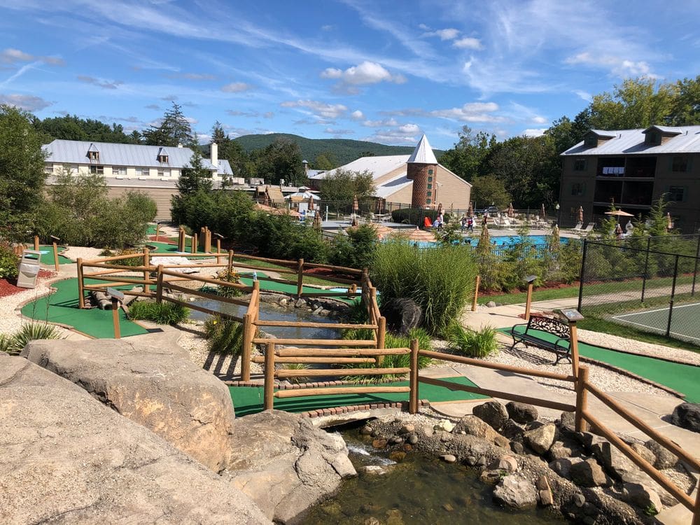 A view of the mini-golf and other hotel grounds at the Holiday Inn Vacation Oak Spruce property.