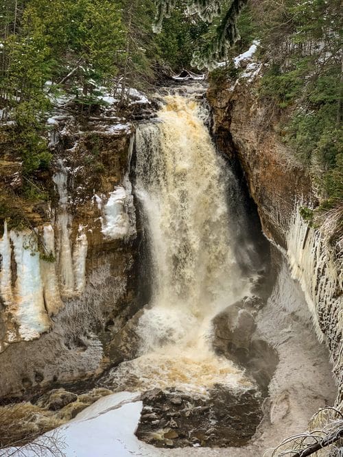 A beautiful view of Miners Falls in Michigan.