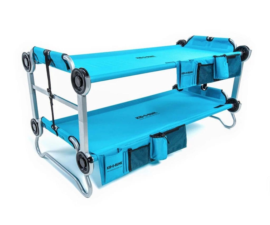 Product shot of a blue Disc-O-Bed Kid-O-Bunk with Organizers.