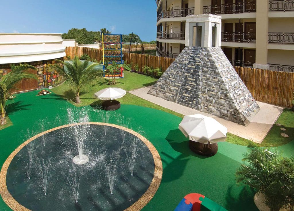The on-site splash pad and play area at Dreams Riviera Cancun Resort & Spa.